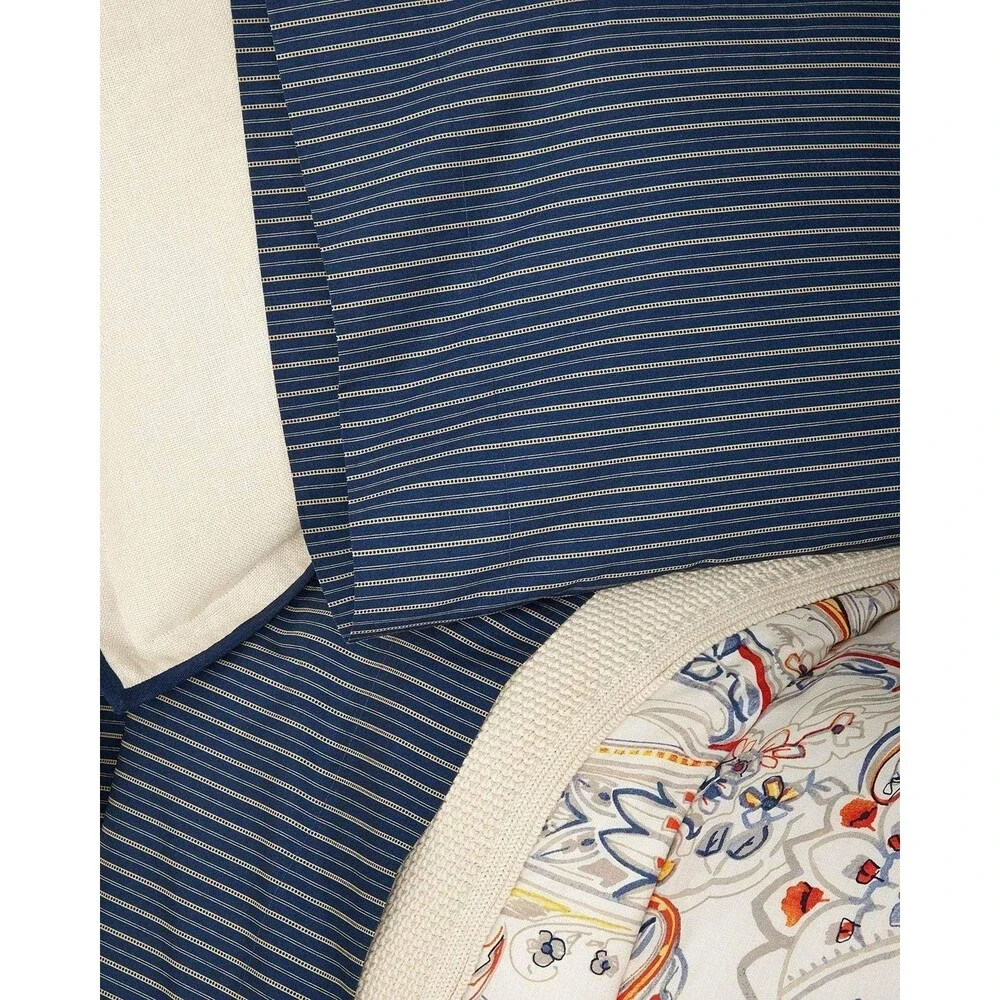 Ralph Lauren Rue Vaneau Bedding Collection Wendell Stripe Flat Sheet - Navy King